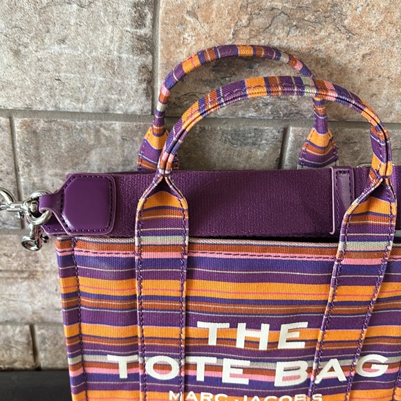 NWT Marc Jacobs Striped The Tote Bag - Purple and Orange - Picture 5 of 11